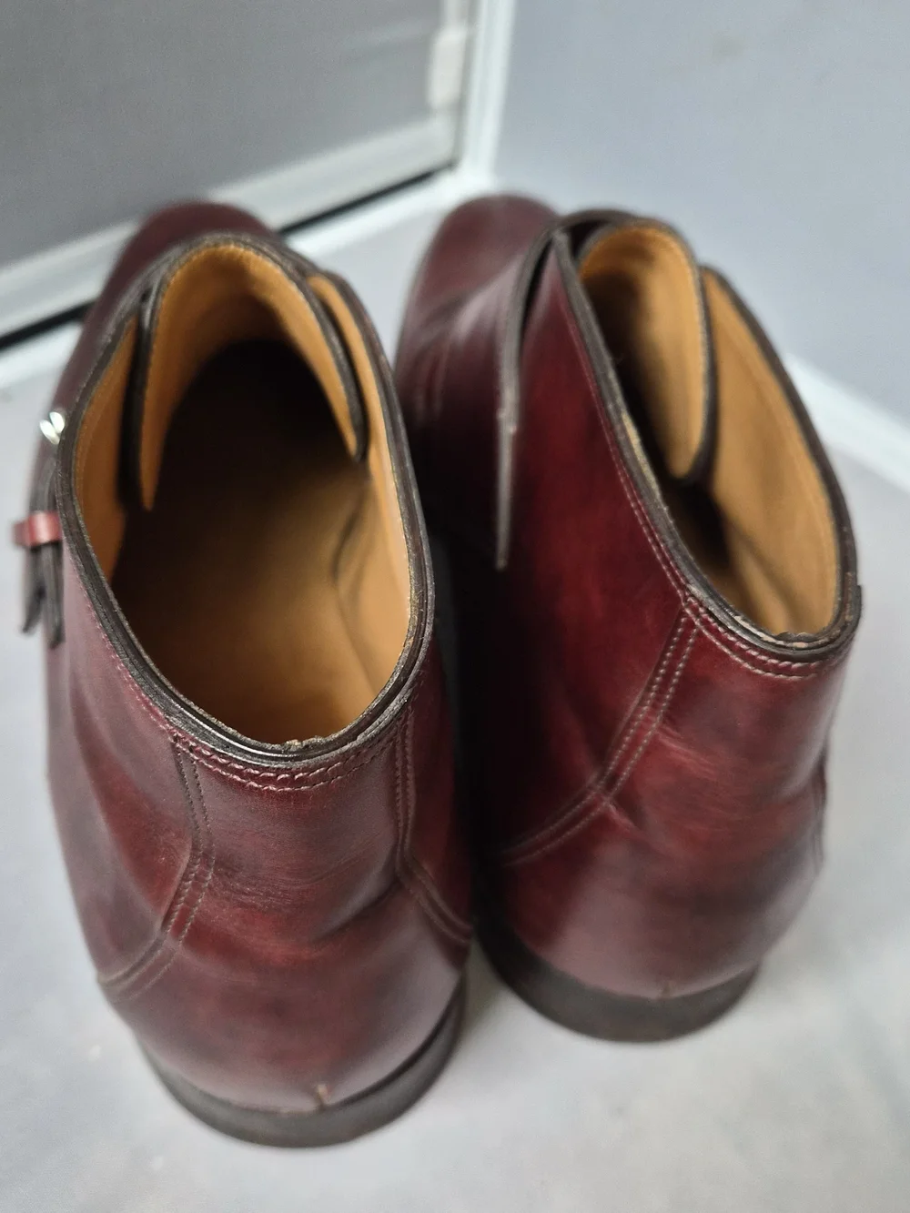 Hermes/John Lobb Double Monk Strap Ankle Boots - Burgundy Calfskin Size 43.5